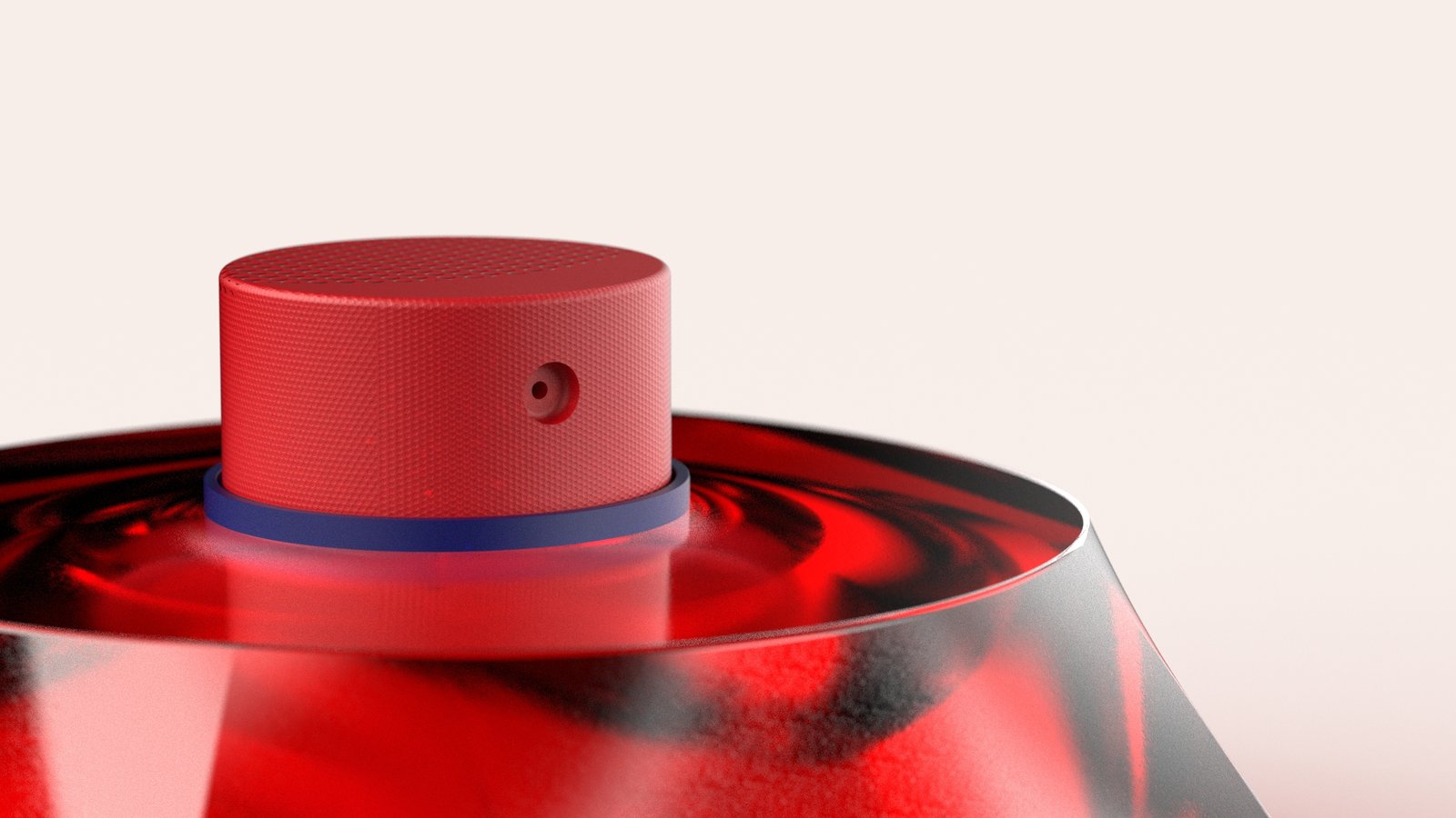Rendu 3D final du flacon de parfum Orosi Nuit Rouge en verre inspiré de l'architecture persane