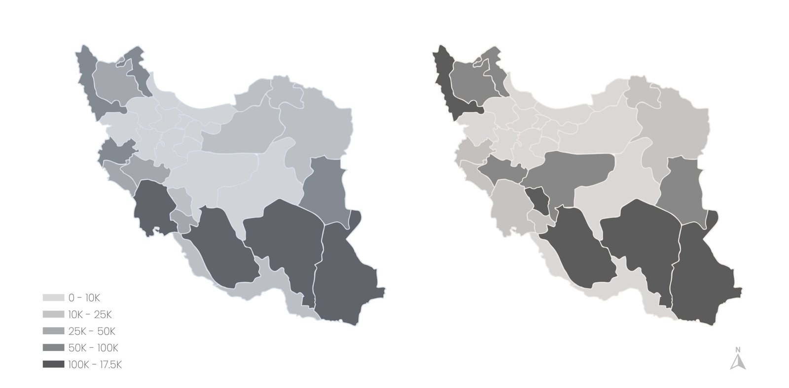 Carte de répartition saisonnière des populations nomades en Iran entre qishlaq et yaylaq